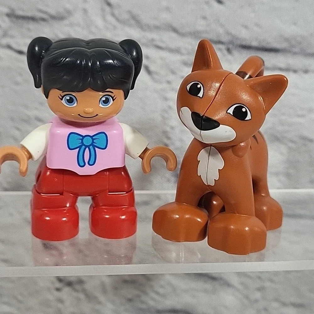 Lego Duplo Figures Lot Of 4 Kids Pets People Girl Boy Dalmatian Dog Striped‎ Cat